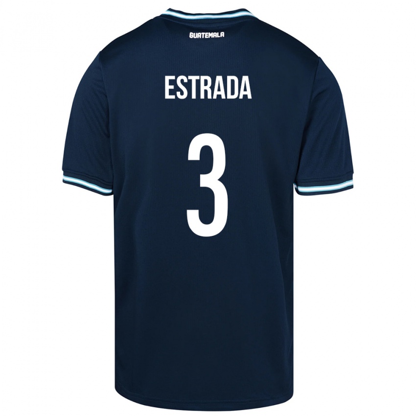 Kinderen Guatemala Carlos Estrada #3 Blauw Uitshirt Uittenue 24-26 T-Shirt België