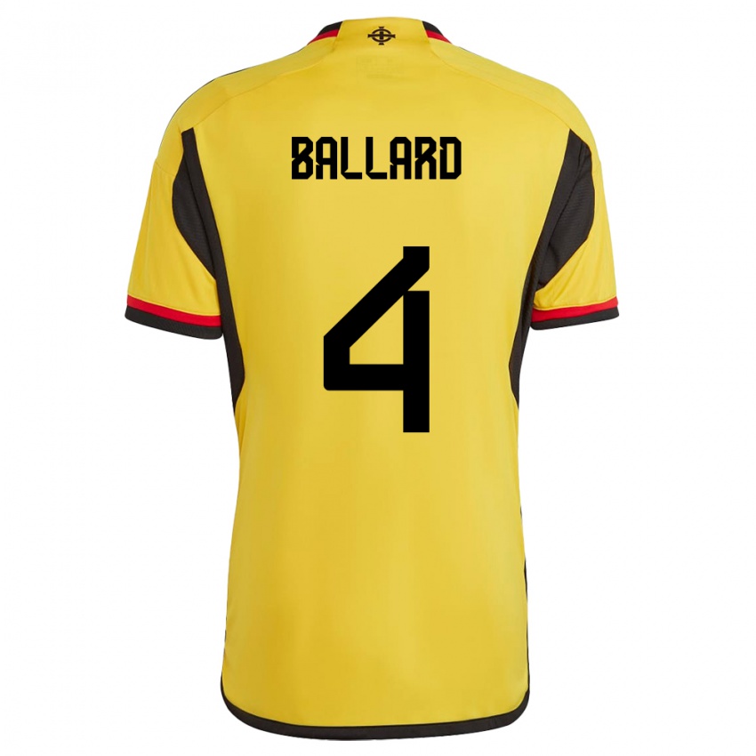 Kinderen Noord-Ierland Daniel Ballard #4 Wit Uitshirt Uittenue 24-26 T-Shirt België