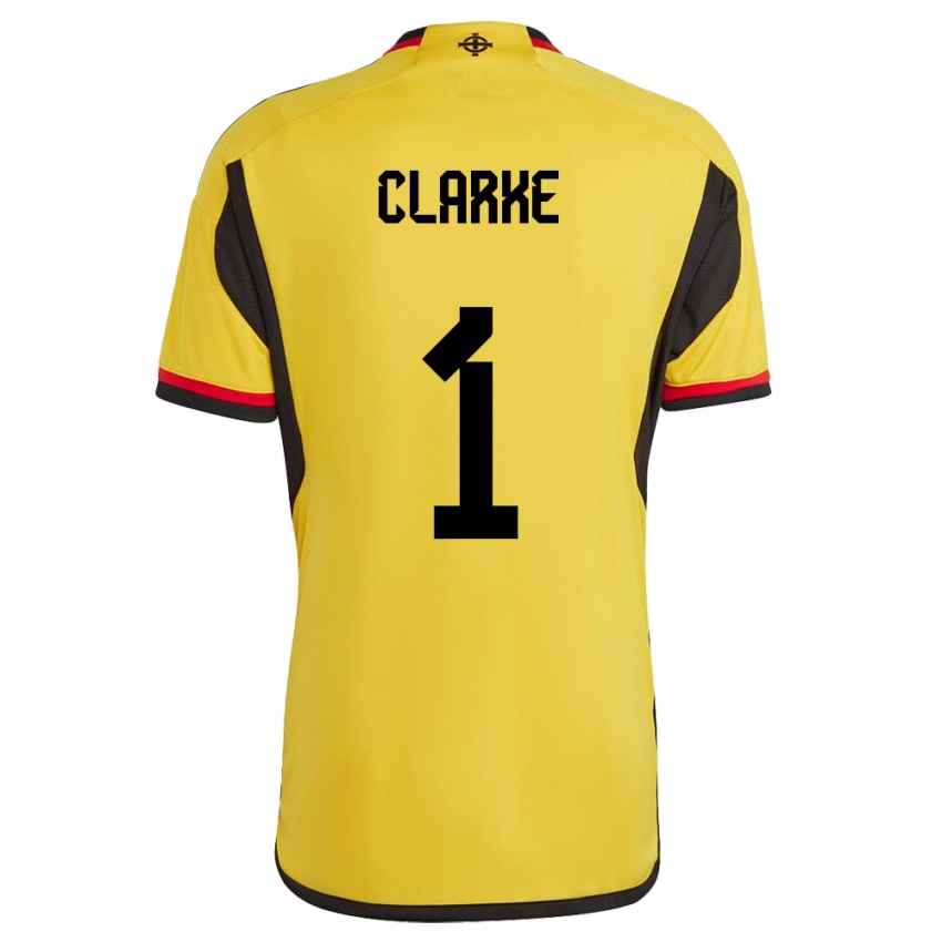 Kinderen Noord-Ierland Josh Clarke #1 Wit Uitshirt Uittenue 24-26 T-Shirt België