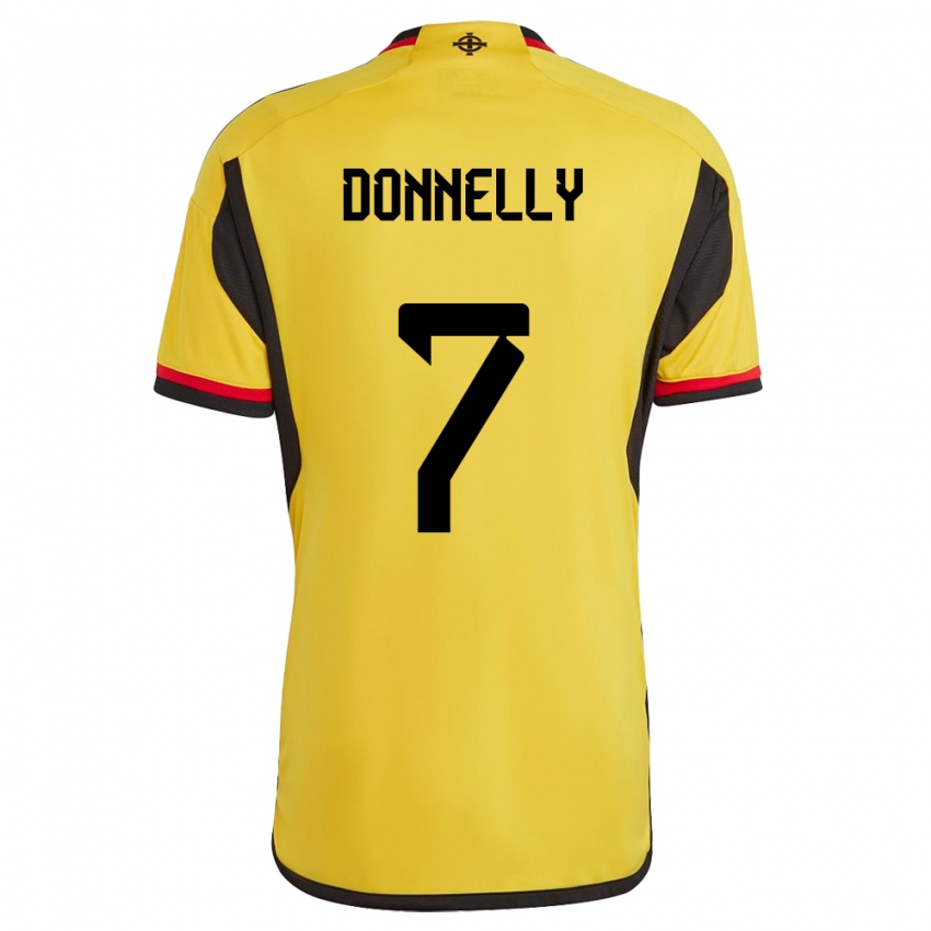 Enfant Maillot Irlande Du Nord Caolan Donnelly #7 Blanc Tenues Extérieur 24-26 T-Shirt Belgique