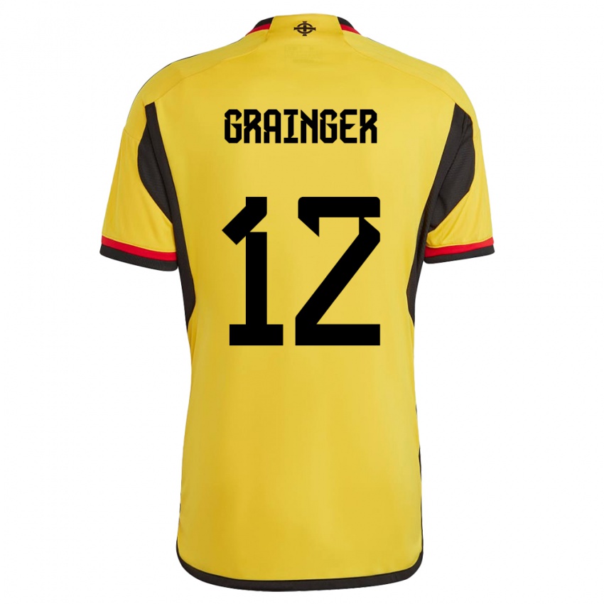 Enfant Maillot Irlande Du Nord Owen Grainger #12 Blanc Tenues Extérieur 24-26 T-Shirt Belgique