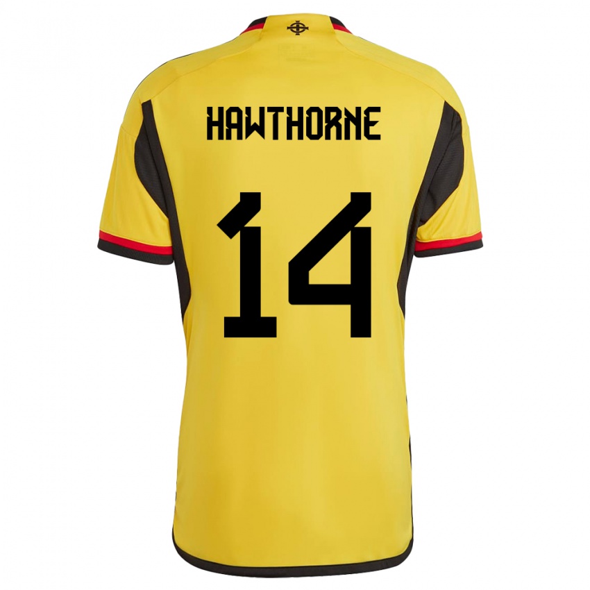 Kinderen Noord-Ierland Keevan Hawthorne #14 Wit Uitshirt Uittenue 24-26 T-Shirt België