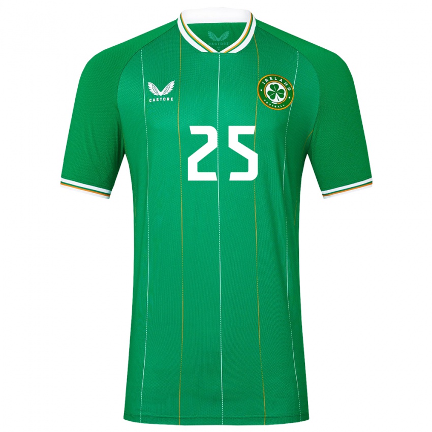 Homme Maillot Irlande Megan Walsh #25 Vert Tenues Domicile 24-26 T-Shirt Belgique