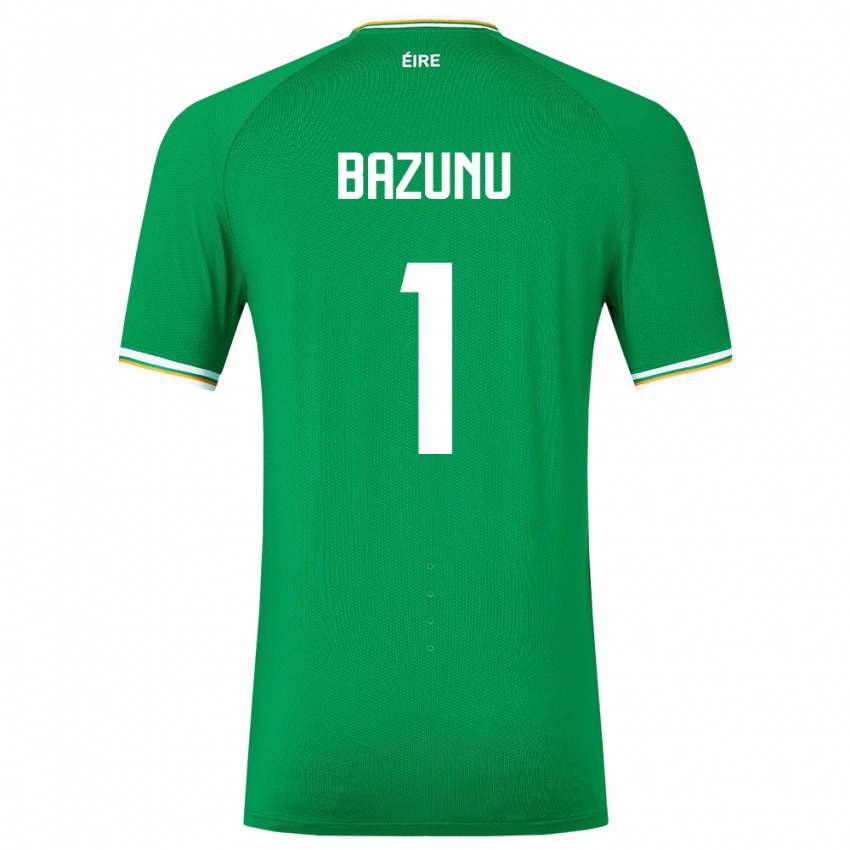 Homme Maillot Irlande Gavin Bazunu #1 Vert Tenues Domicile 24-26 T-Shirt Belgique