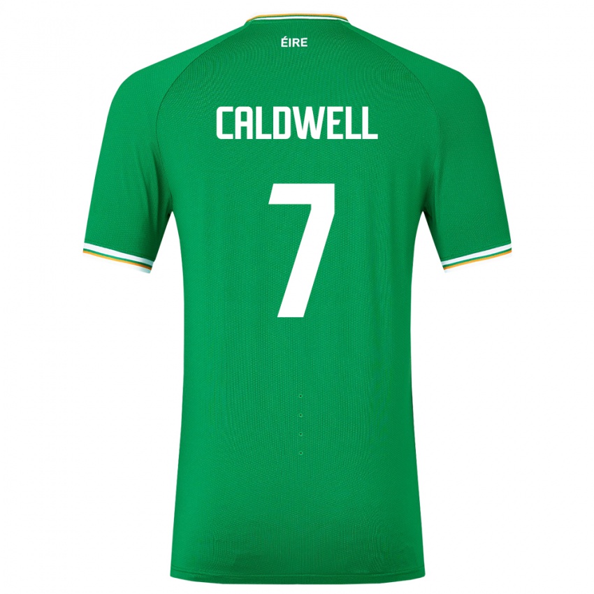 Homme Maillot Irlande Diane Caldwell #7 Vert Tenues Domicile 24-26 T-Shirt Belgique