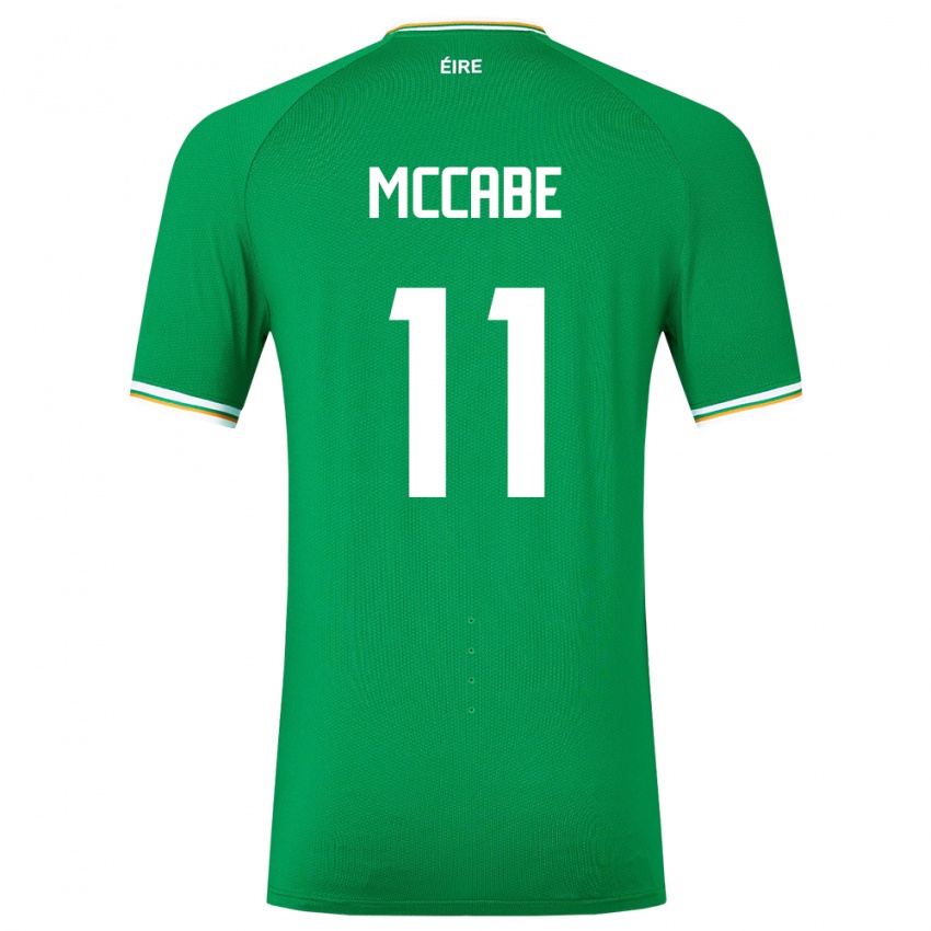 Homme Maillot Irlande Katie Mccabe #11 Vert Tenues Domicile 24-26 T-Shirt Belgique