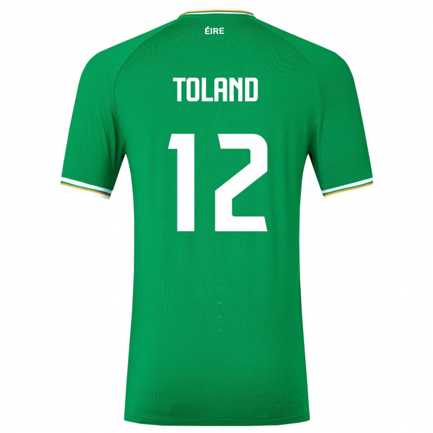 Homme Maillot Irlande Tyler Toland #12 Vert Tenues Domicile 24-26 T-Shirt Belgique