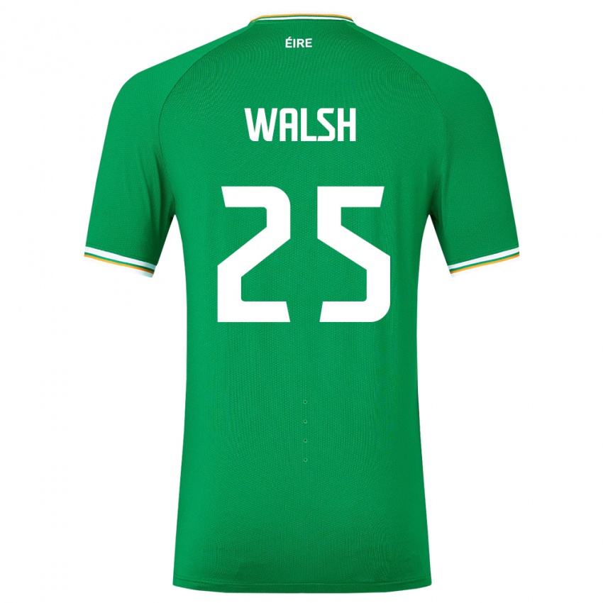 Homme Maillot Irlande Megan Walsh #25 Vert Tenues Domicile 24-26 T-Shirt Belgique