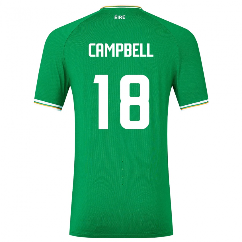 Homme Maillot Irlande Megan Campbell #18 Vert Tenues Domicile 24-26 T-Shirt Belgique