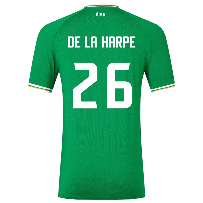 Homme Maillot Irlande Deborah-Anne De La Harpe #26 Vert Tenues Domicile 24-26 T-Shirt Belgique