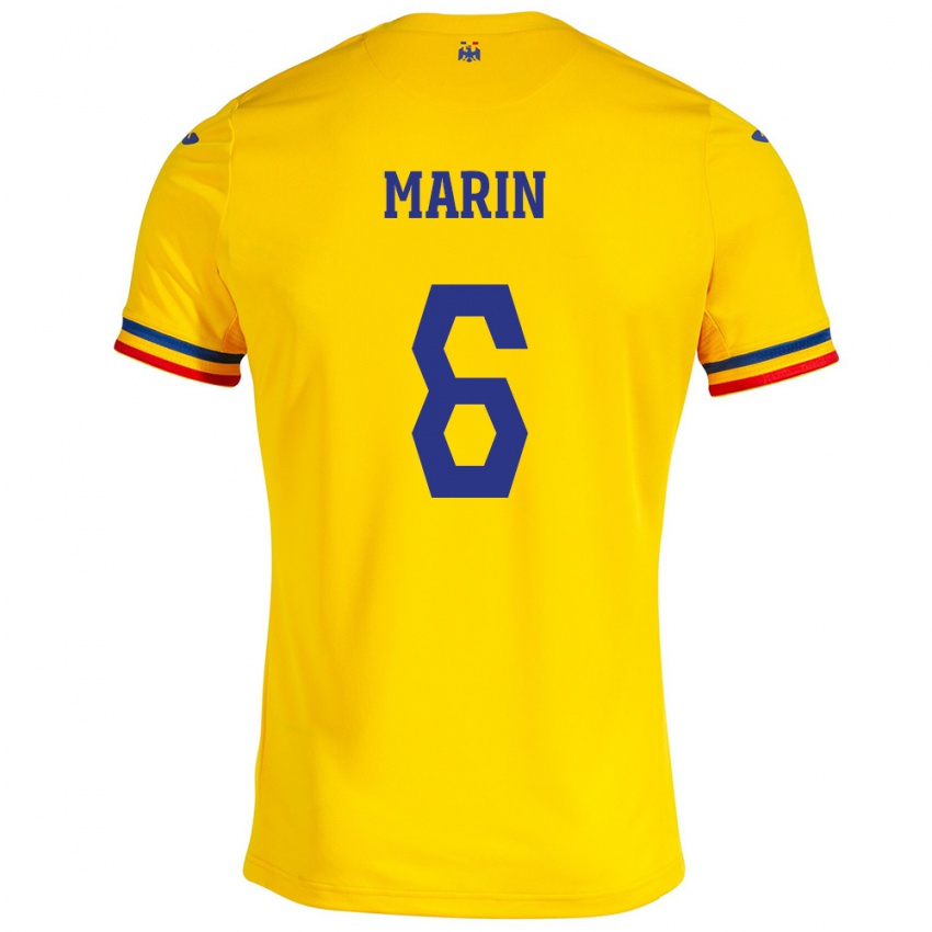 Heren Roemenië Marius Marin #6 Geel Thuisshirt Thuistenue 24-26 T-Shirt België