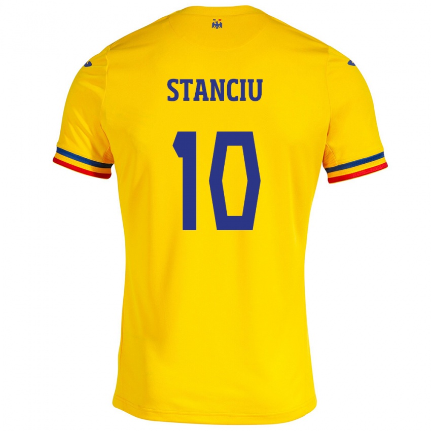 Heren Roemenië Nicolae Stanciu #10 Geel Thuisshirt Thuistenue 24-26 T-Shirt België