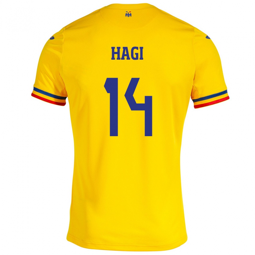 Heren Roemenië Ianis Hagi #14 Geel Thuisshirt Thuistenue 24-26 T-Shirt België