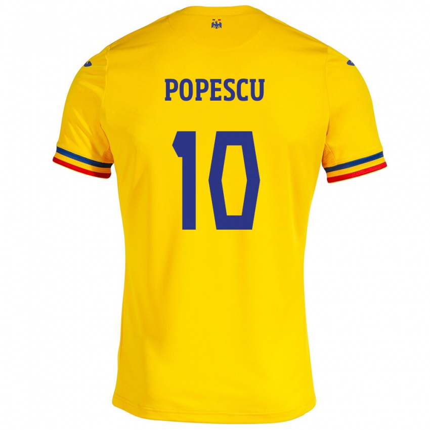 Heren Roemenië Octavian Popescu #10 Geel Thuisshirt Thuistenue 24-26 T-Shirt België