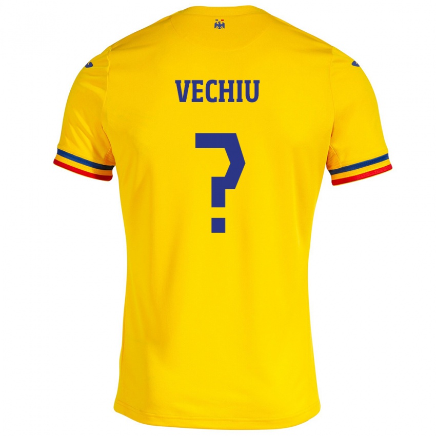 Homme Maillot Roumanie Christian Vechiu #0 Jaune Tenues Domicile 24-26 T-Shirt Belgique