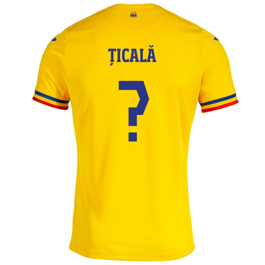 Heren Roemenië Matei Țicală #0 Geel Thuisshirt Thuistenue 24-26 T-Shirt België