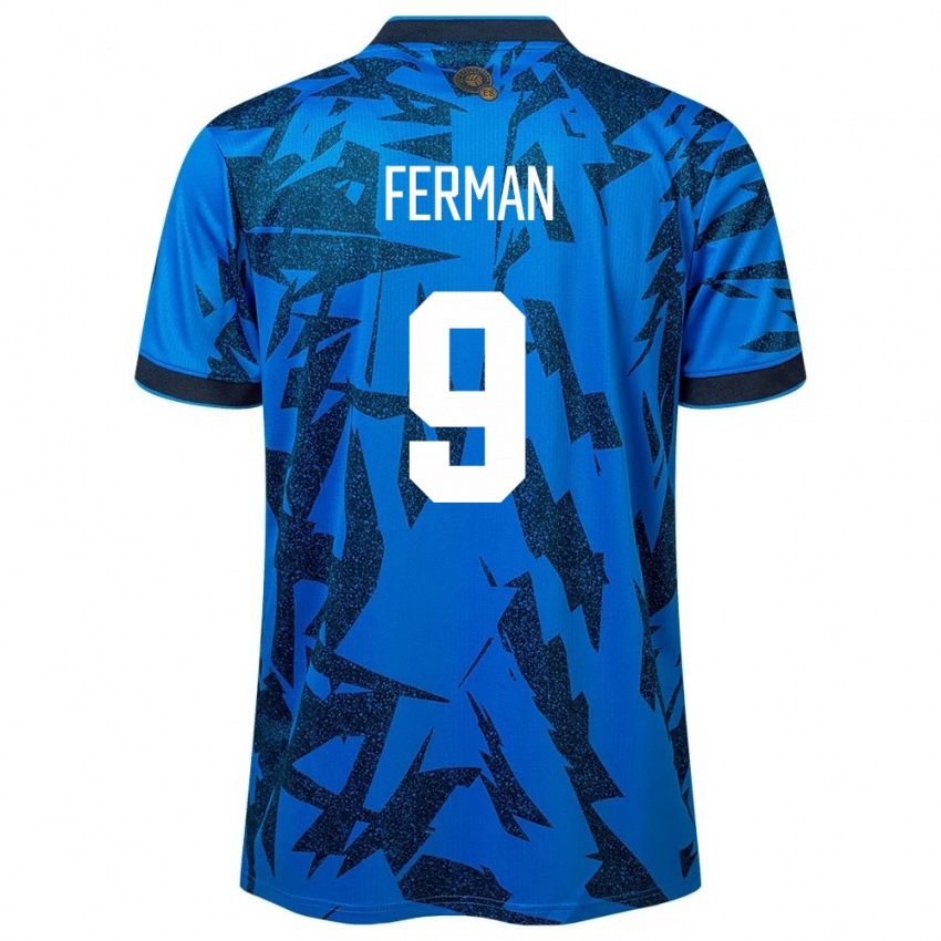 Heren El Salvador Javier Ferman #9 Blauw Thuisshirt Thuistenue 24-26 T-Shirt België