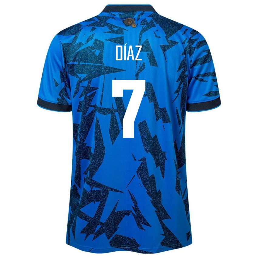 Heren El Salvador Nelson Díaz #7 Blauw Thuisshirt Thuistenue 24-26 T-Shirt België