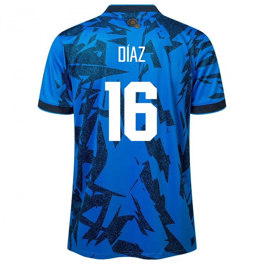 Heren El Salvador Wilber Díaz #16 Blauw Thuisshirt Thuistenue 24-26 T-Shirt België