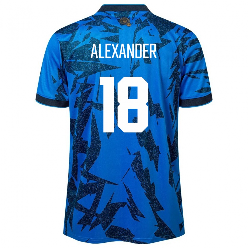 Heren El Salvador Alexander Aguilar #18 Blauw Thuisshirt Thuistenue 24-26 T-Shirt België