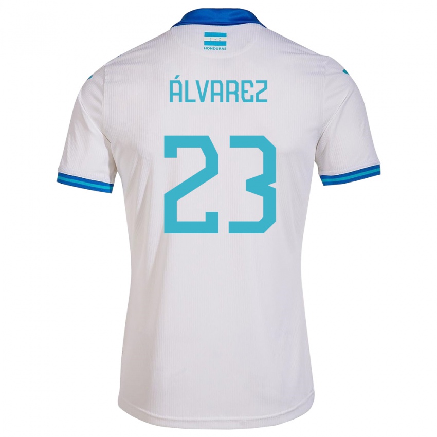 Homme Maillot Honduras Jorge Álvarez #23 Blanc Tenues Domicile 24-26 T-Shirt Belgique