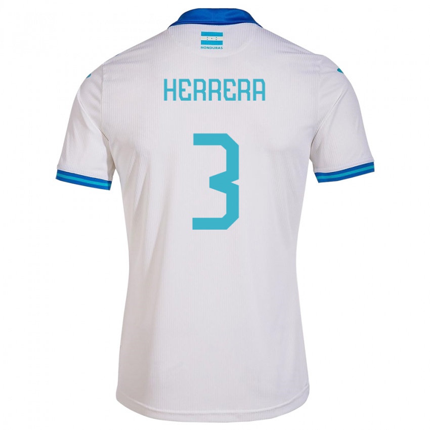 Homme Maillot Honduras David Herrera #3 Blanc Tenues Domicile 24-26 T-Shirt Belgique