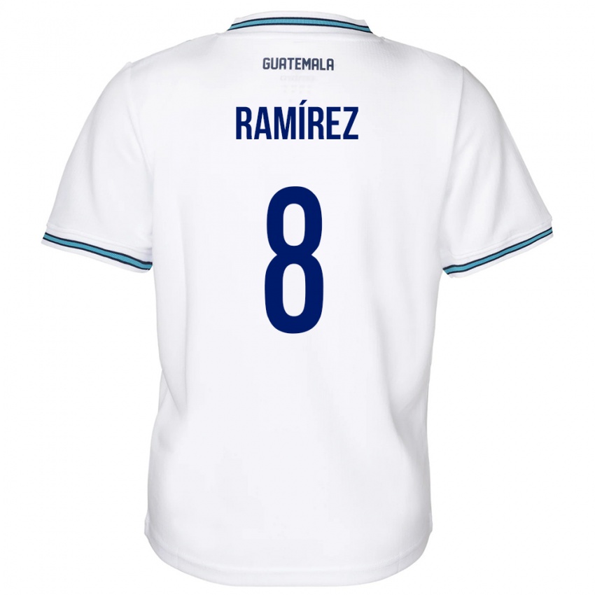 Homme Maillot Guatemala Dennis Ramírez #8 Blanc Tenues Domicile 24-26 T-Shirt Belgique