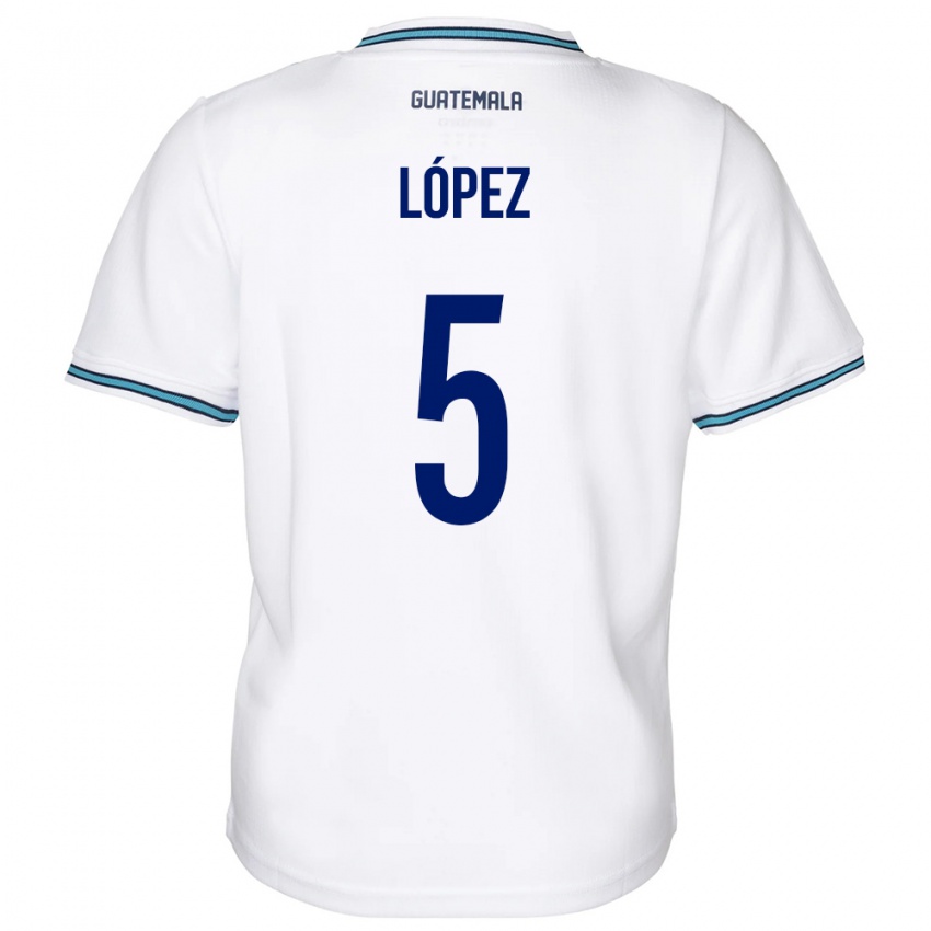 Homme Maillot Guatemala Jeffery López #5 Blanc Tenues Domicile 24-26 T-Shirt Belgique