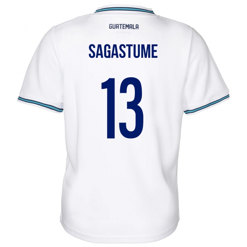 Homme Maillot Guatemala Selvin Sagastume #13 Blanc Tenues Domicile 24-26 T-Shirt Belgique