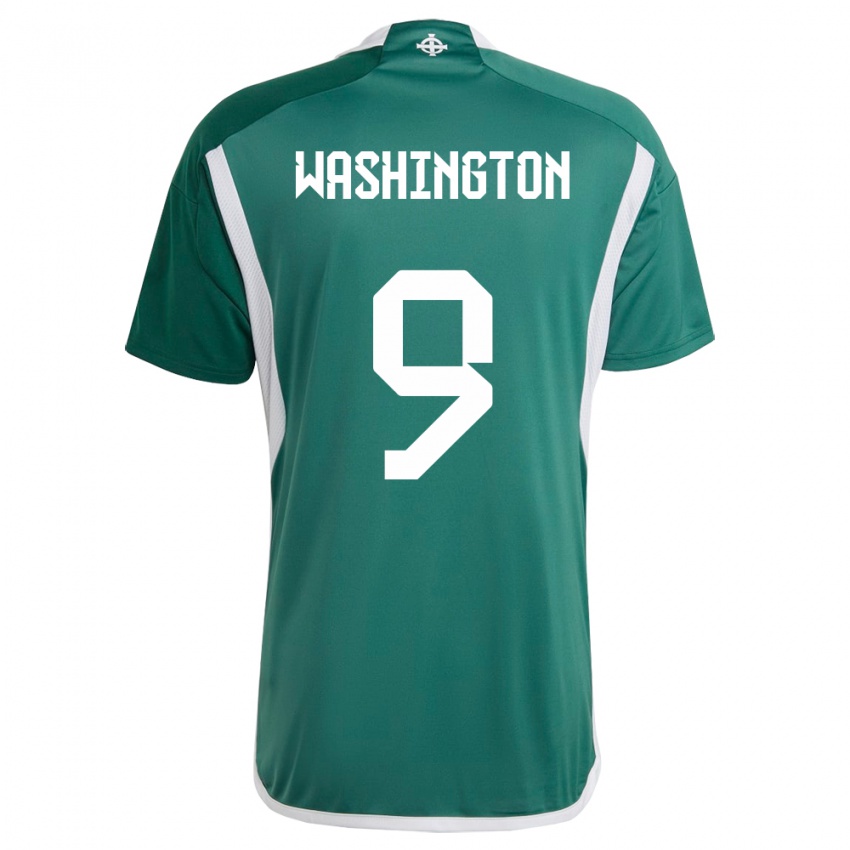 Homme Maillot Irlande Du Nord Conor Washington #9 Vert Tenues Domicile 24-26 T-Shirt Belgique