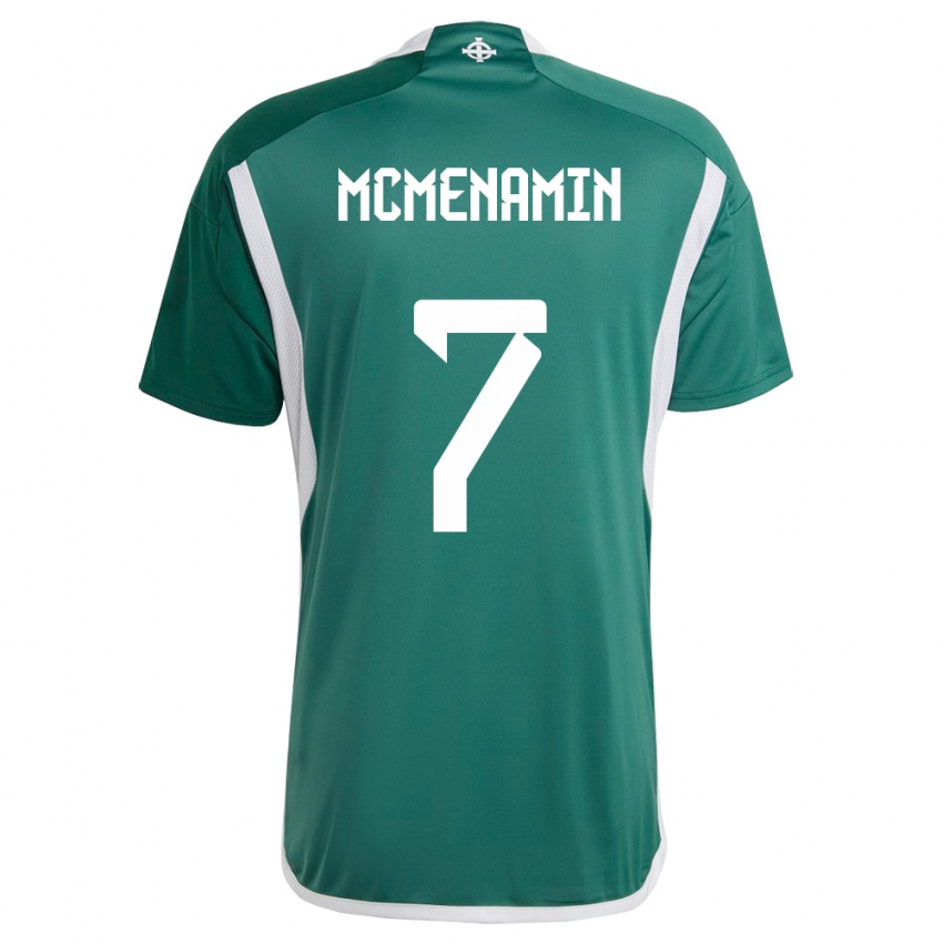 Homme Maillot Irlande Du Nord Conor Mcmenamin #7 Vert Tenues Domicile 24-26 T-Shirt Belgique