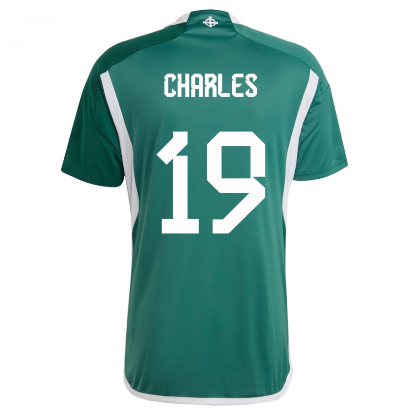 Homme Maillot Irlande Du Nord Shea Charles #19 Vert Tenues Domicile 24-26 T-Shirt Belgique