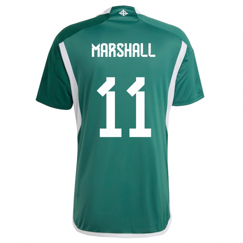 Homme Maillot Irlande Du Nord Callum Marshall #11 Vert Tenues Domicile 24-26 T-Shirt Belgique