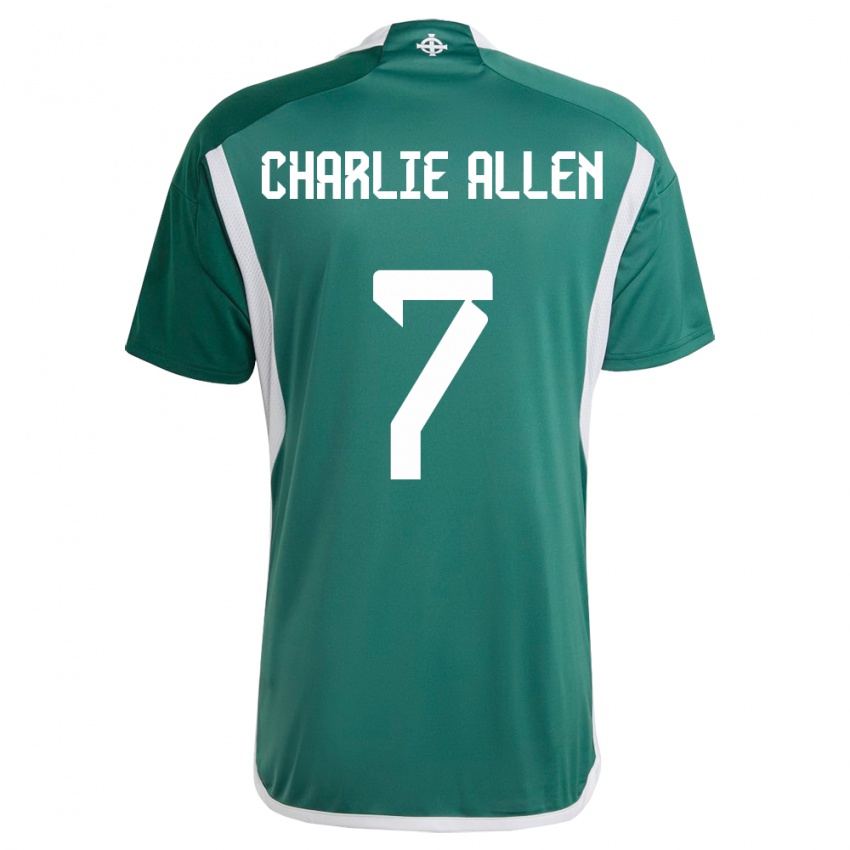 Homme Maillot Irlande Du Nord Charlie Allen #7 Vert Tenues Domicile 24-26 T-Shirt Belgique