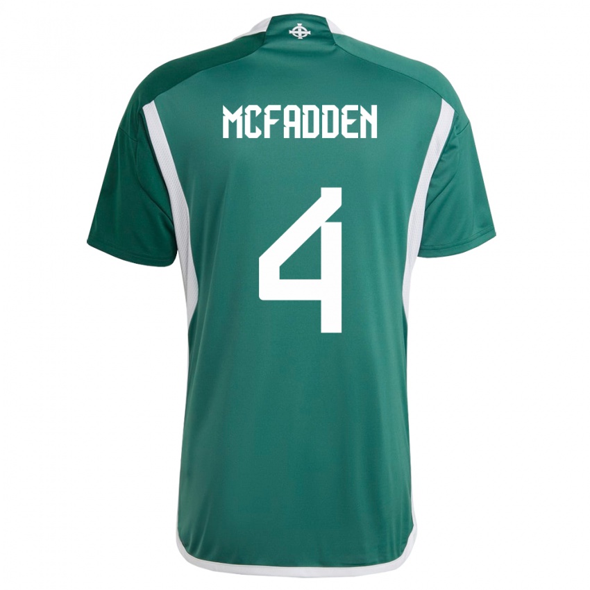 Homme Maillot Irlande Du Nord Sarah Mcfadden #4 Vert Tenues Domicile 24-26 T-Shirt Belgique