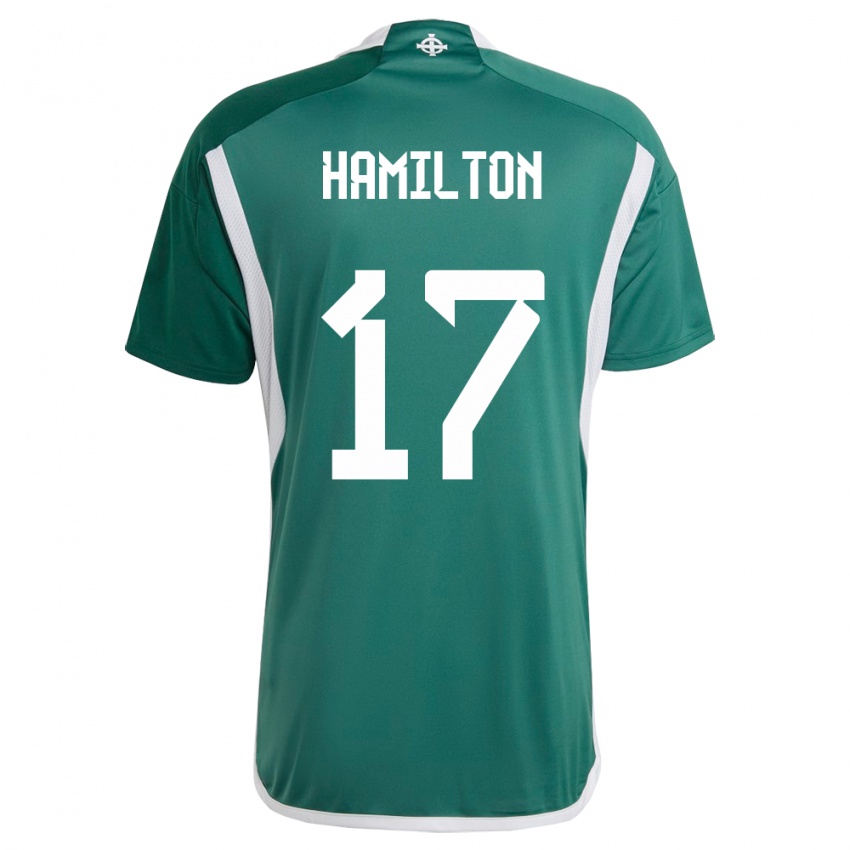 Homme Maillot Irlande Du Nord Caragh Hamilton #17 Vert Tenues Domicile 24-26 T-Shirt Belgique