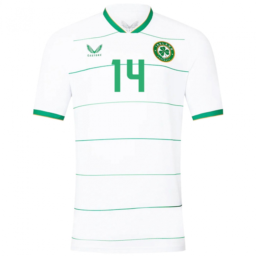 Heren Ierland John Ryan #14 Wit Uitshirt Uittenue 24-26 T-Shirt België