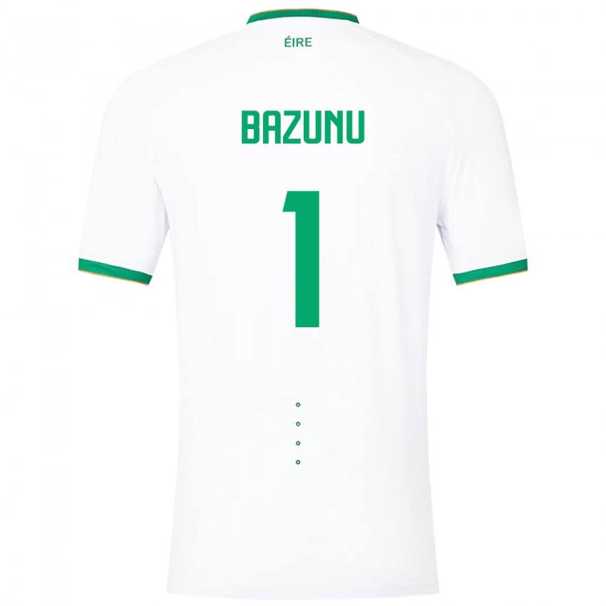 Homme Maillot Irlande Gavin Bazunu #1 Blanc Tenues Extérieur 24-26 T-Shirt Belgique