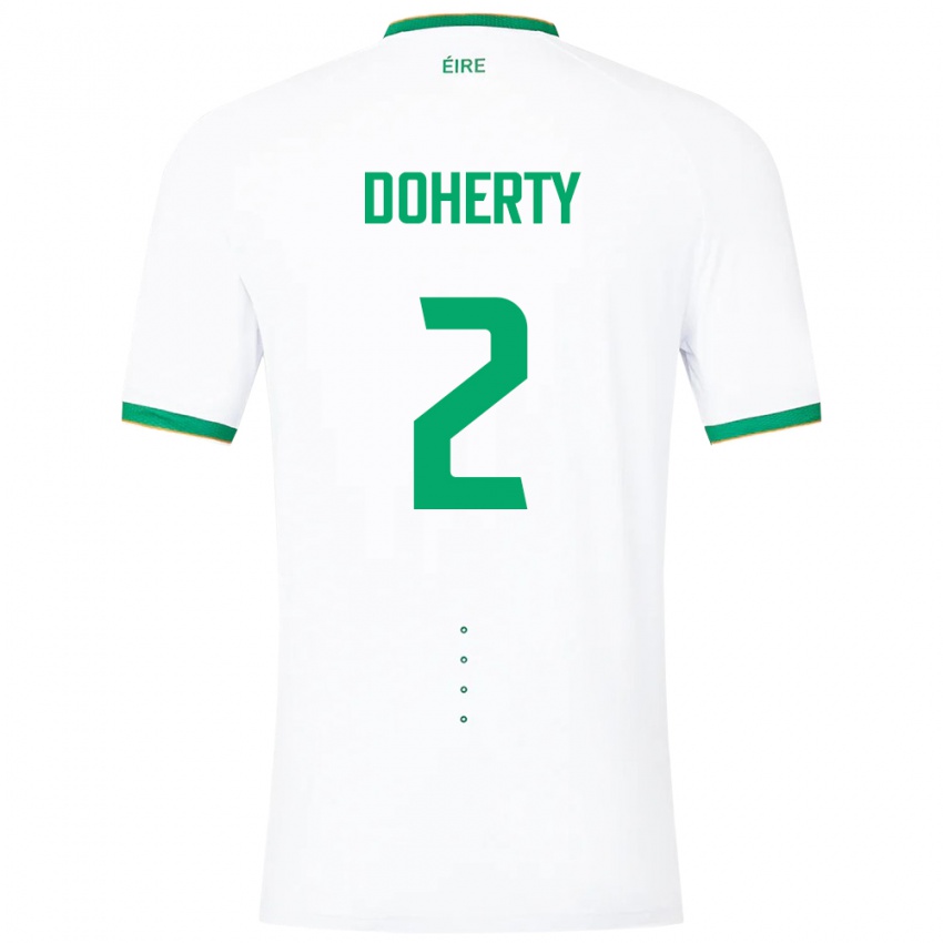 Homme Maillot Irlande Matt Doherty #2 Blanc Tenues Extérieur 24-26 T-Shirt Belgique