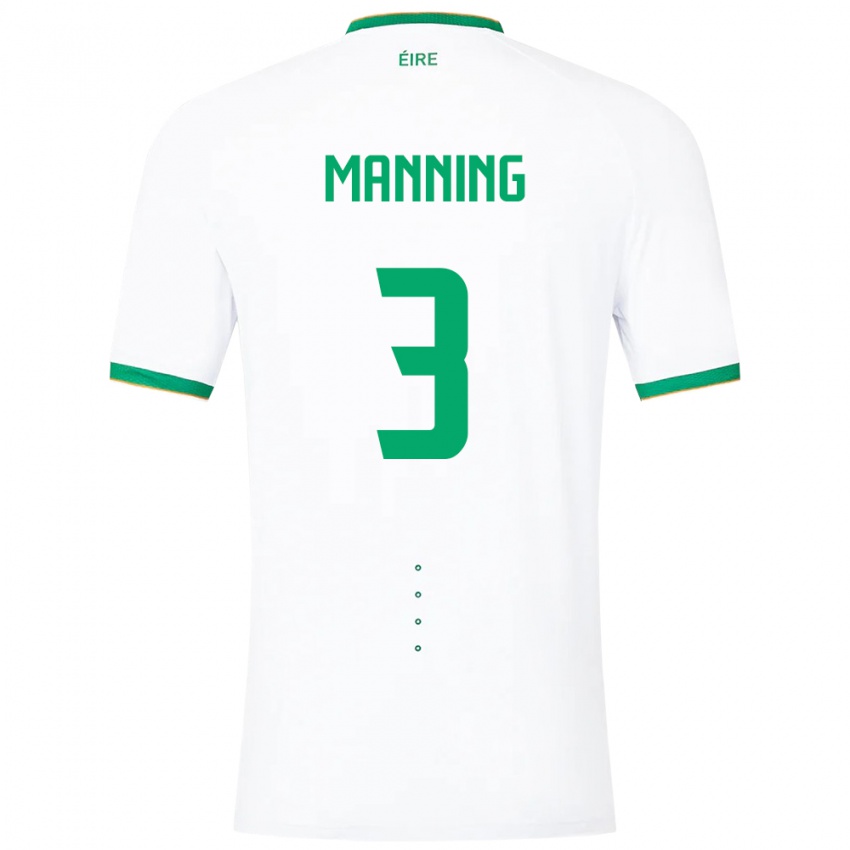 Heren Ierland Ryan Manning #3 Wit Uitshirt Uittenue 24-26 T-Shirt België