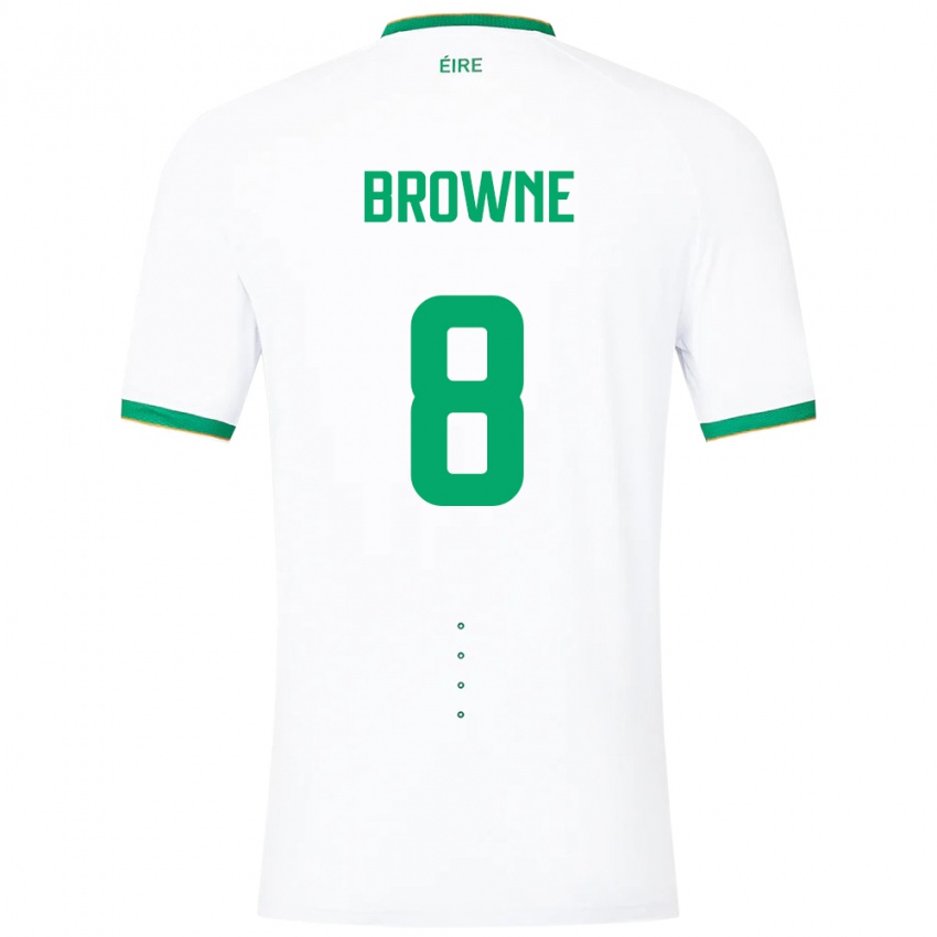 Homme Maillot Irlande Alan Browne #8 Blanc Tenues Extérieur 24-26 T-Shirt Belgique