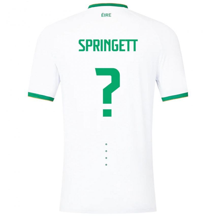 Heren Ierland Tony Springett #0 Wit Uitshirt Uittenue 24-26 T-Shirt België