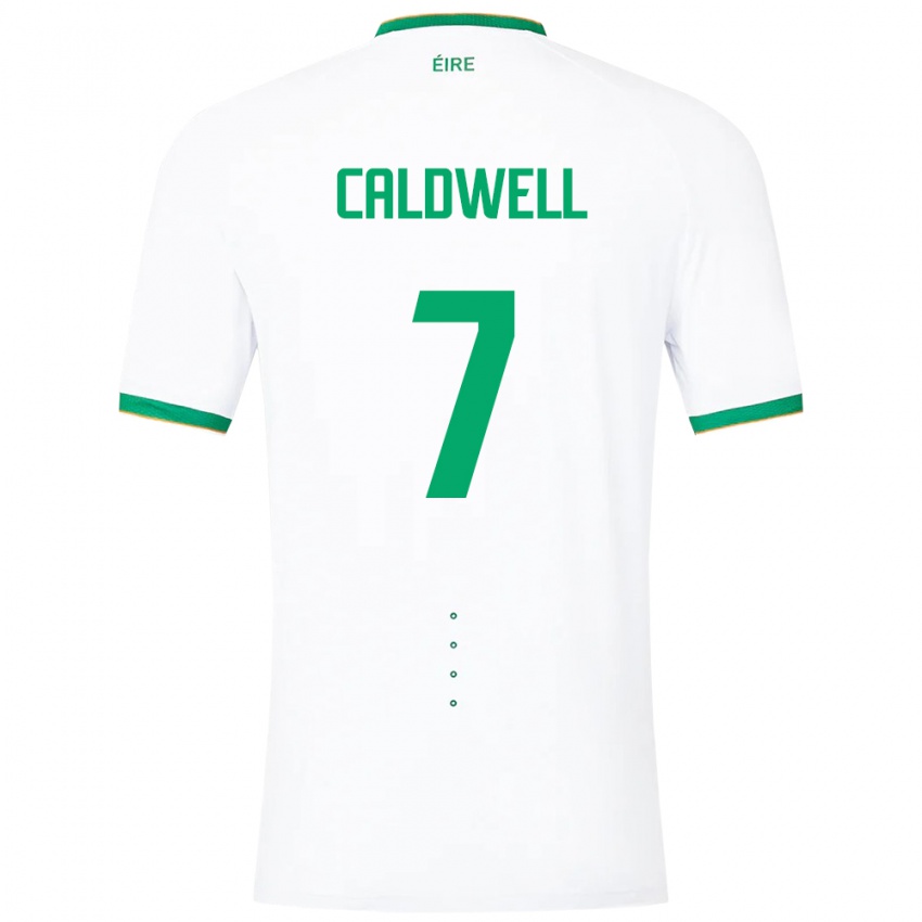 Homme Maillot Irlande Diane Caldwell #7 Blanc Tenues Extérieur 24-26 T-Shirt Belgique