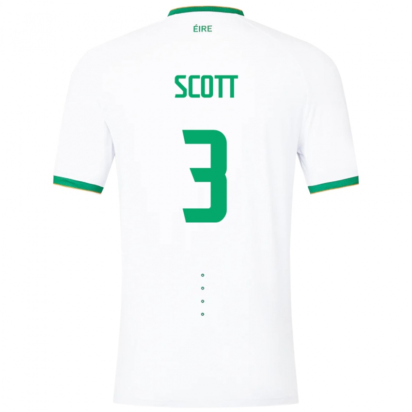 Homme Maillot Irlande Harriet Scott #3 Blanc Tenues Extérieur 24-26 T-Shirt Belgique