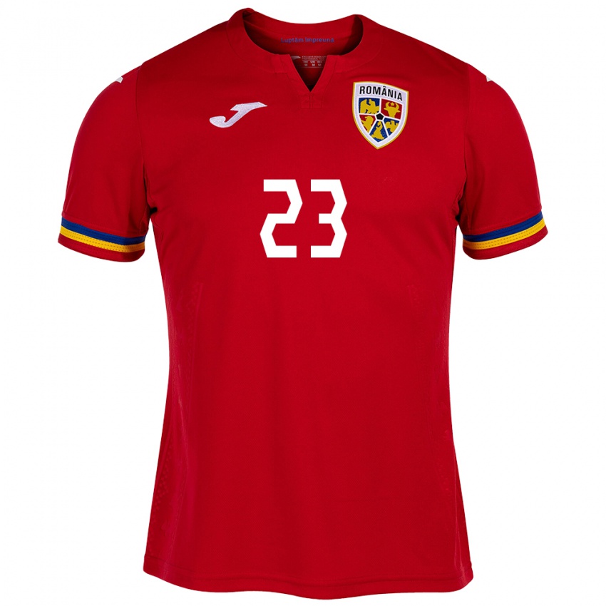 Homme Maillot Roumanie Alexandru Roșca #23 Rouge Tenues Extérieur 24-26 T-Shirt Belgique