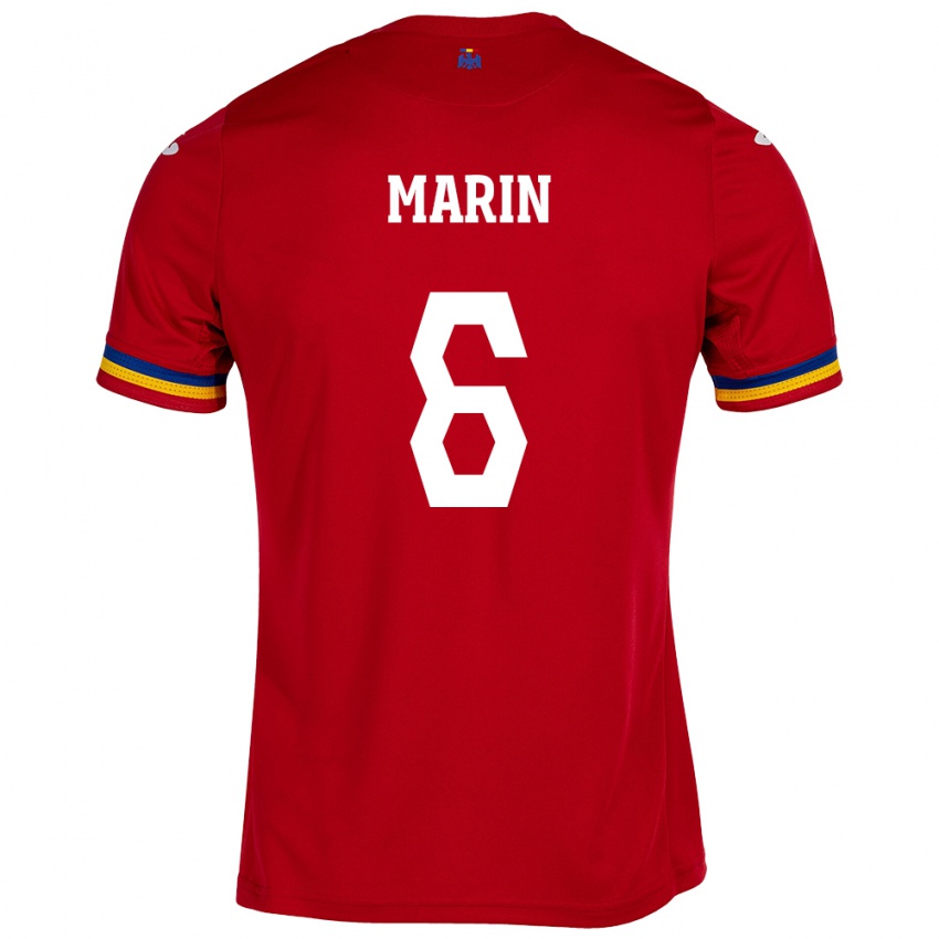 Homme Maillot Roumanie Marius Marin #6 Rouge Tenues Extérieur 24-26 T-Shirt Belgique