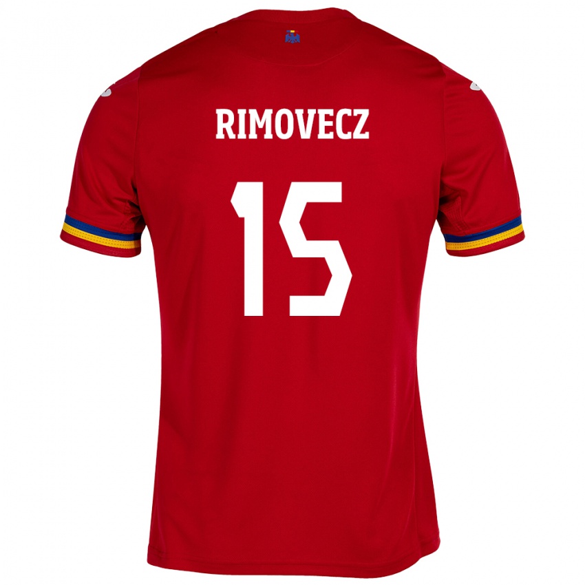 Homme Maillot Roumanie Sergiu Rimovecz #15 Rouge Tenues Extérieur 24-26 T-Shirt Belgique