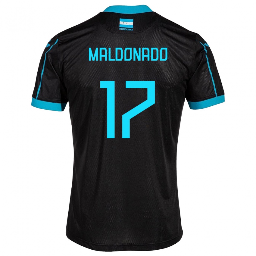 Homme Maillot Honduras Axel Maldonado #17 Noir Tenues Extérieur 24-26 T-Shirt Belgique