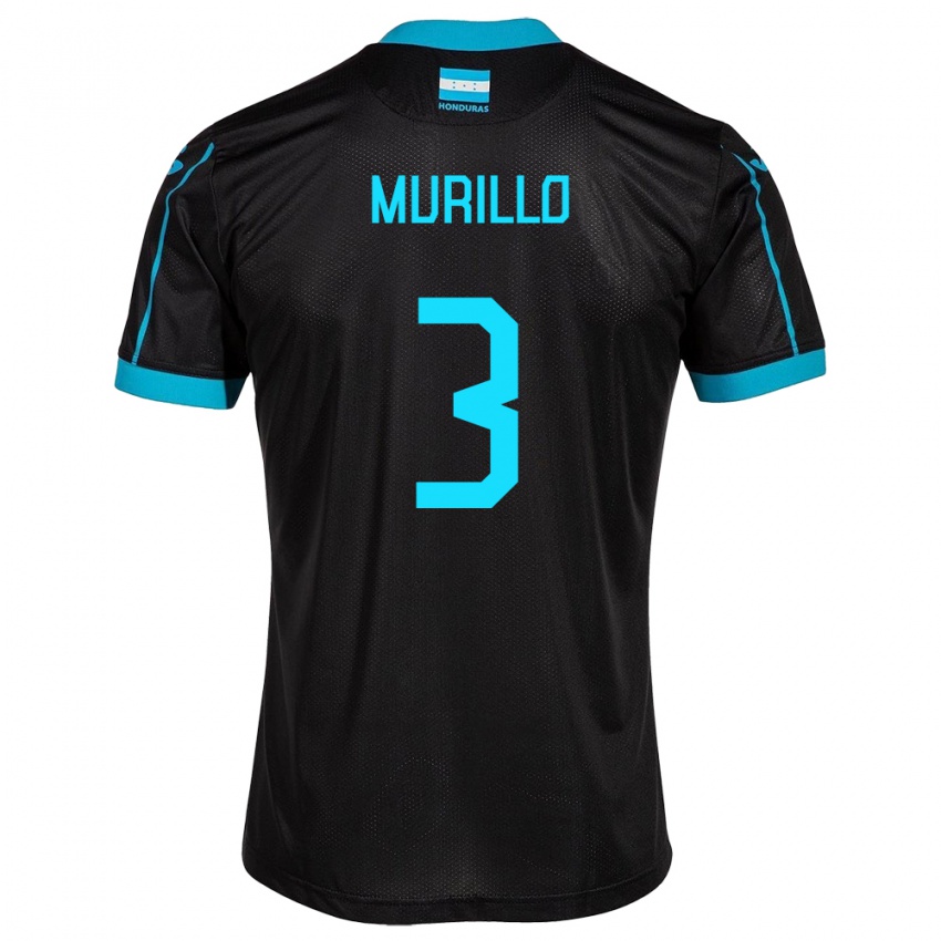 Homme Maillot Honduras Bárbara Murillo #3 Noir Tenues Extérieur 24-26 T-Shirt Belgique