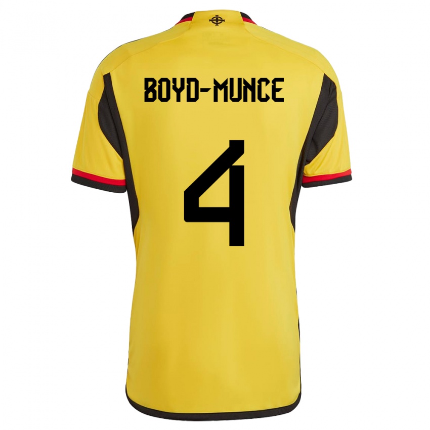 Homme Maillot Irlande Du Nord Caolan Boyd-Munce #4 Blanc Tenues Extérieur 24-26 T-Shirt Belgique